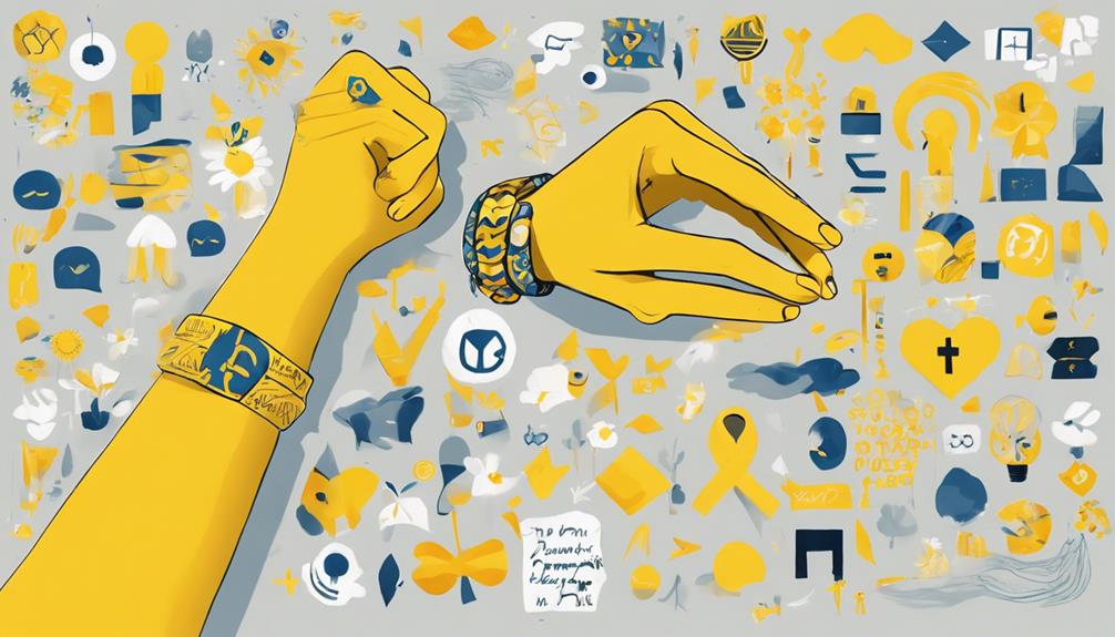 Gelbe Armbänder für Sensibilisierungskampagnen